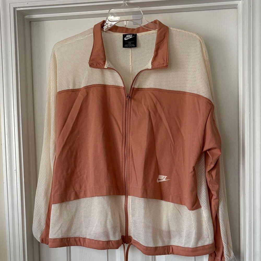 Nike Women's Mesh Track Suit Jacket - Cream and Rose Pink
